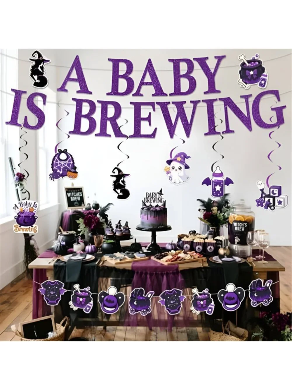 Halloween Baby Shower Decorations, A Baby is Brewing Gender Reveal Decor
